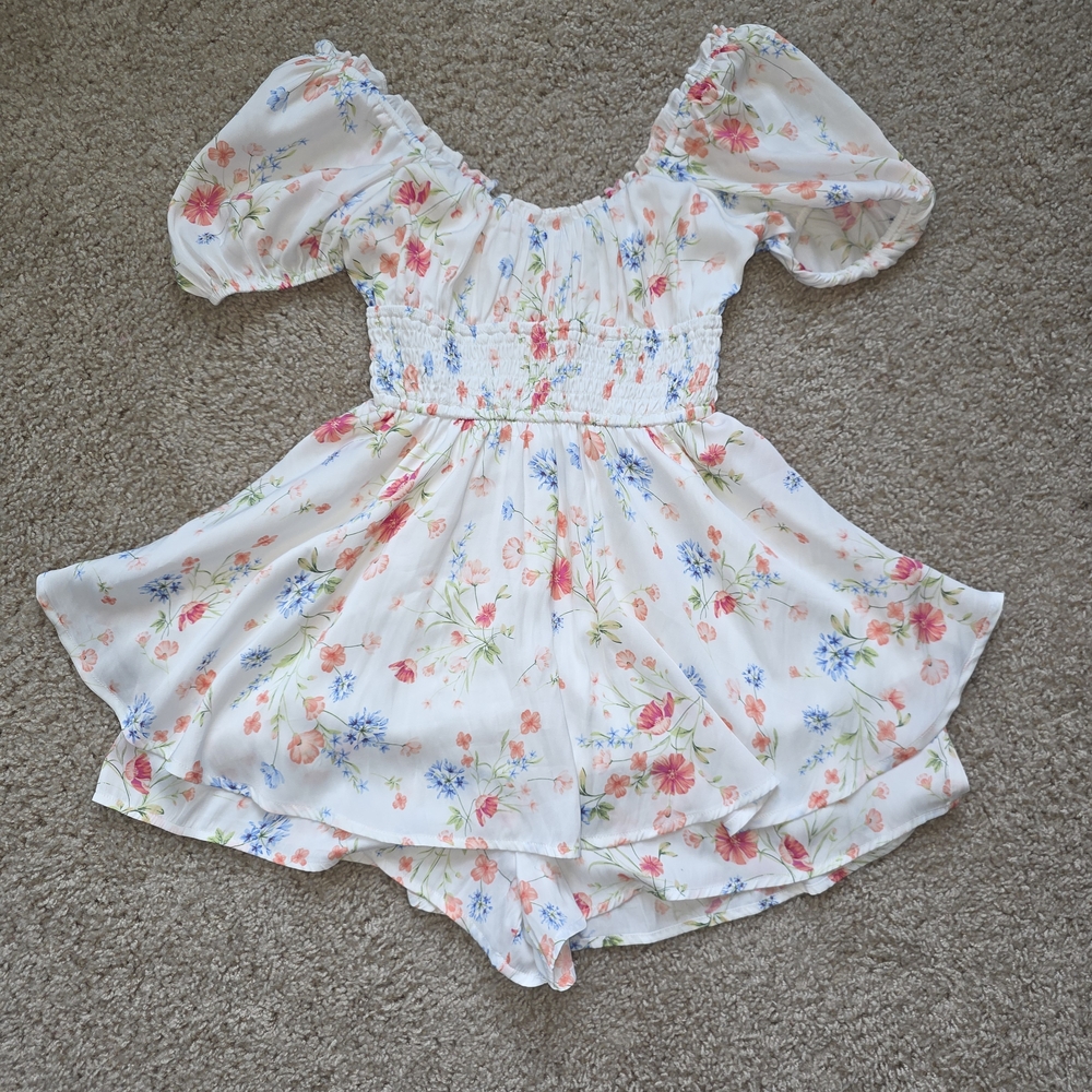 Altar'd State Floral Romper with Puff Sleeves - Picture 2 of 4